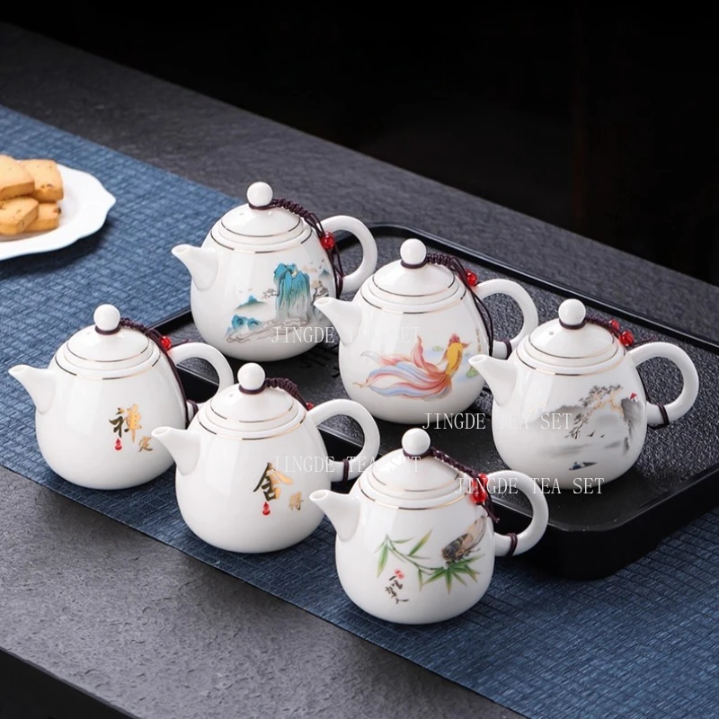 

260ml Yangzhi Jade Teapot Large Capacity White Porcelain Teapot Household Tie Guan Yin Tea Maker Chinese Kung Fu Tea Set