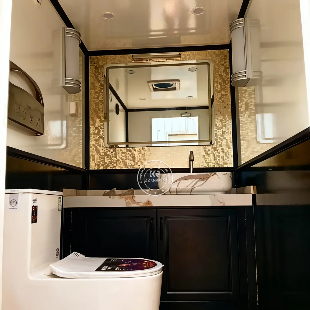 Factory Price Custom Portable Restroom Toilet Trailer With 2/4/6/8 Station Mobile Luxury Bathroom Trailer With Folding Handle