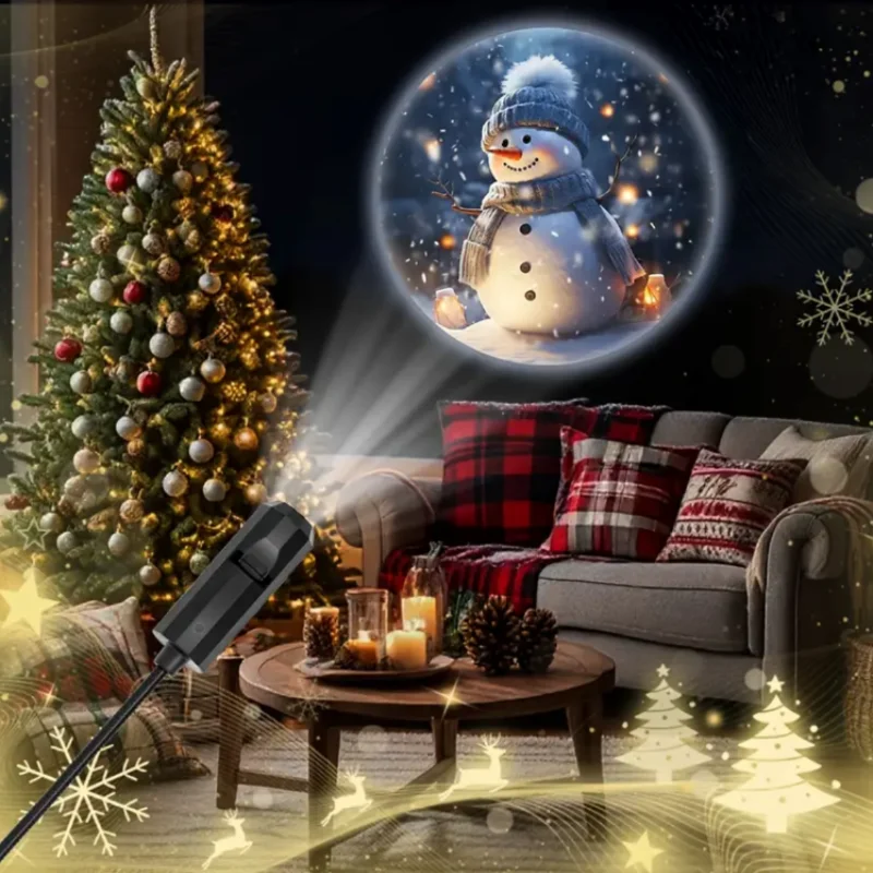 Proyector LED de Navidad Luz USB 3 patrones de proyección - Luz nocturna USB ajustable para decoraciones de festivales