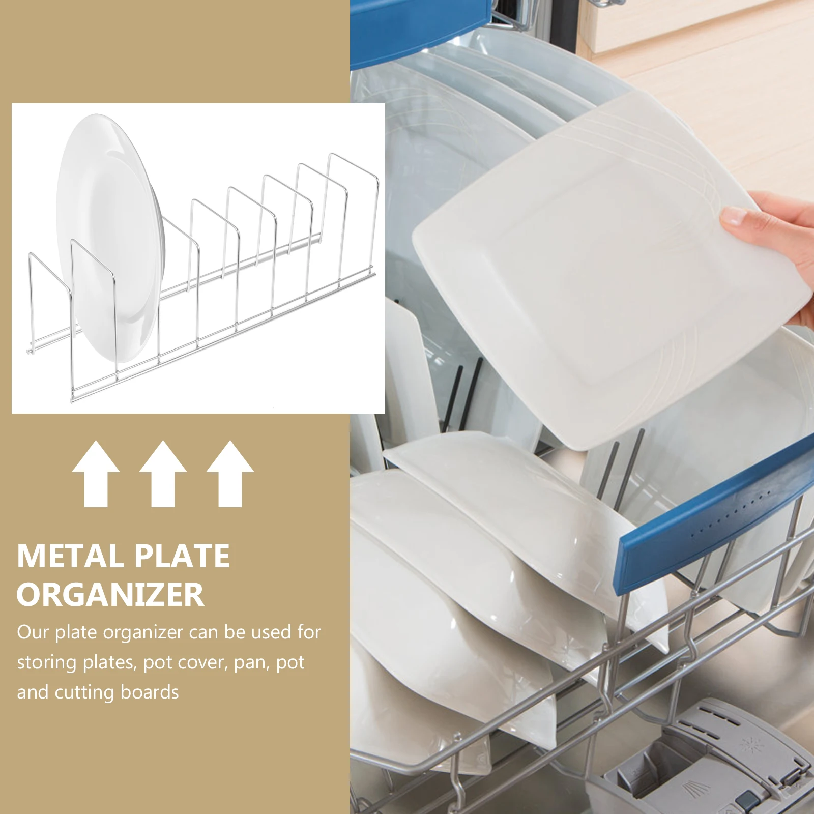 

2 Pcs ganizer Rack for Plate ganizer Plate ganizer For Pantry Countertop Multi Slots Kitchen Utensils Storage Bowl Shelf