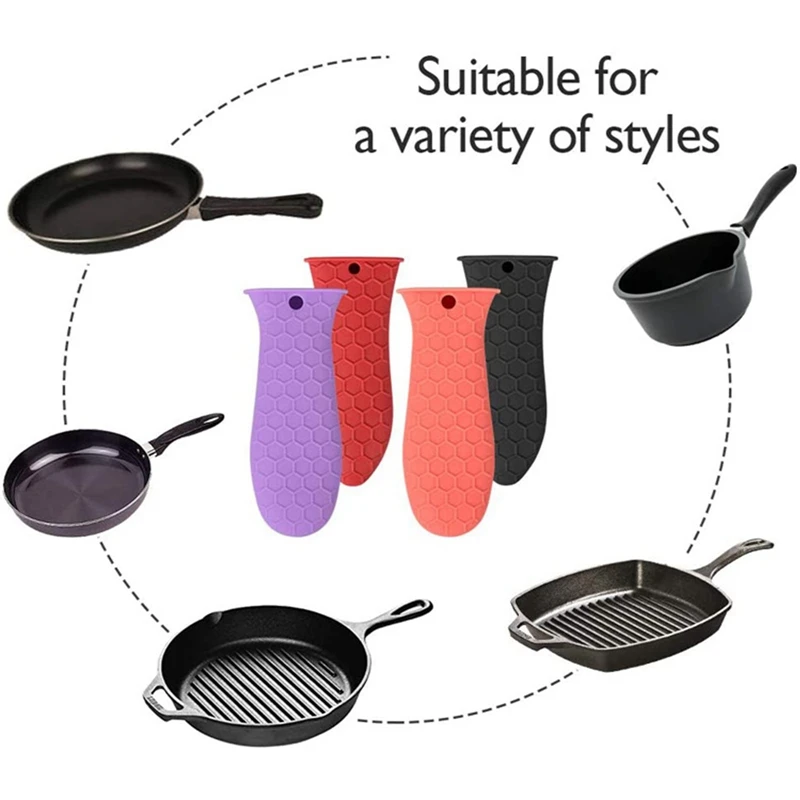 Silicone Hot Handle Holder, Cast Iron Frying Pan Holder, Rubber Pan Handle Holder Potholder Cast Iron Skillet Grip Sleeve Cover