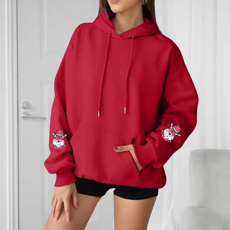 هوديس عيد الميلاد للنساء مطبوعة كم طويل البلوز الشتاء العصرية البلوز عارضة طويلة الأكمام عارضة لينة الشتاء مقنعين