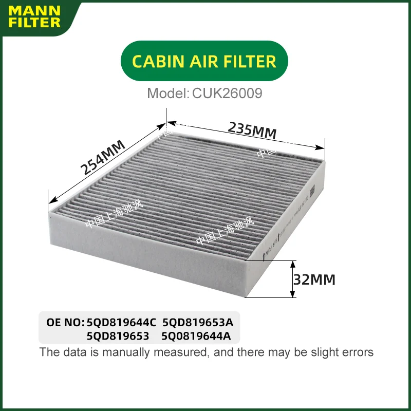 MANNFILTER filtro de aire acondicionado filtro de cabina para VW Golf 7 Golf 8 e-Golf ID.Golf Golf Sportvan