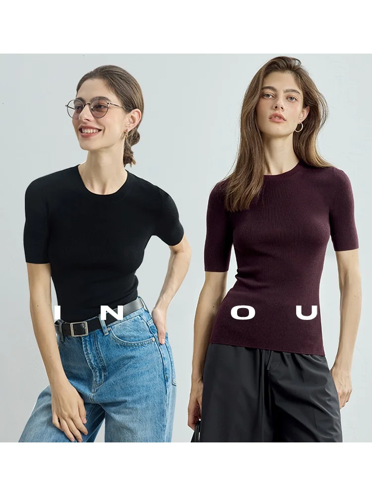 

Облегающий трикотаж f Sve round Ne Base irt, женский эластичный шерстяной топ Sl, удобный повседневный топ