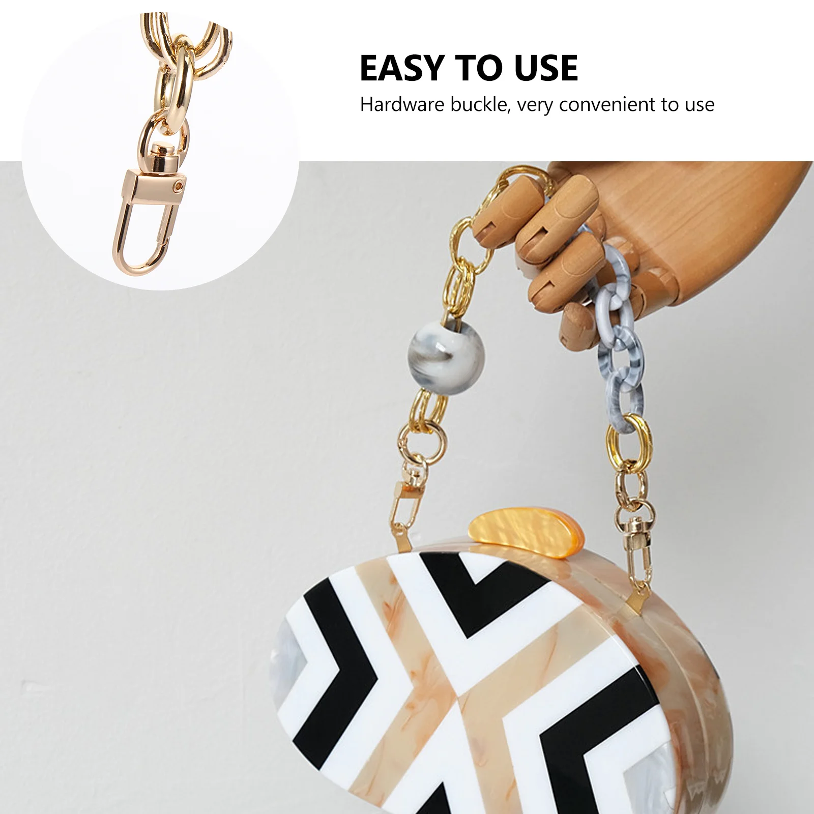 1Pcs Retro Acrylic Resin Bag Chain Replacement Decorative Purse Strap Handbag Accessory Durable Portable Acrylic Bag Chain