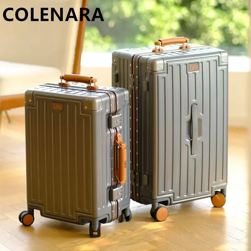 

Чемодан COLENARA 20/24/26/28 дюймов с кодовым замком, алюминиевым каркасом, большой вместимостью, на колесиках, из ABS+PC, для ручной клади