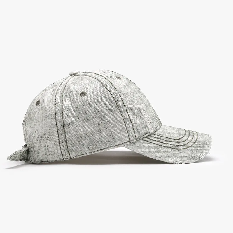 Spring and Autumn Soft-Top Distressed Men's Large-Head Circumference Baseball Cap, Versatile and Fashionable