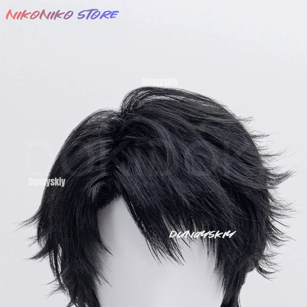 Caleb Cosplay Love and Deepspace Wig Xia Yizhou Black Short Mullet Hair Wigs For Men Women Girls Carnival Halloween Free Wig Cap