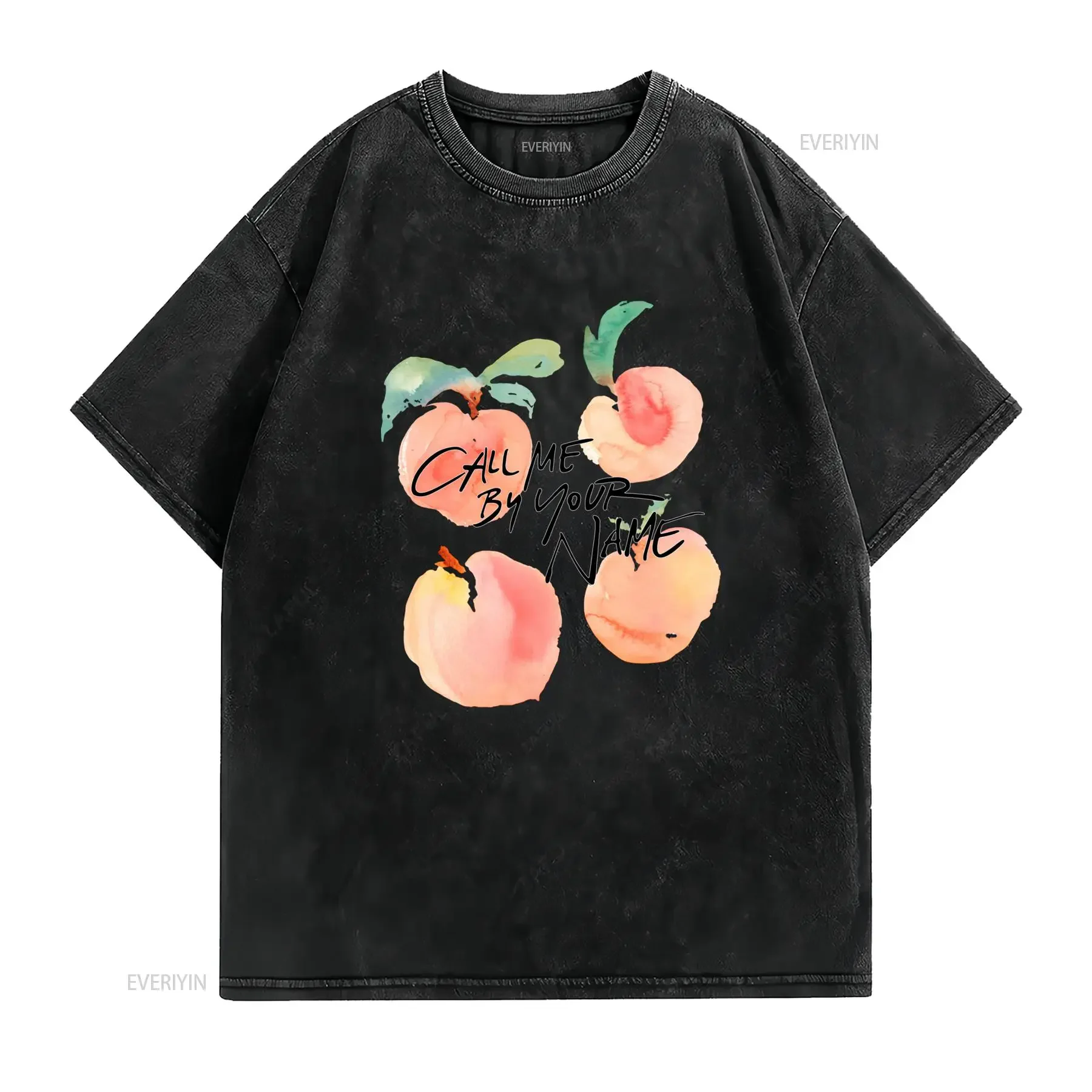 Call Me By Your Name Watercolor Peach Print Casual T Shirt vintage Washed Soft Slightly designer clothes Comfortable Stylish