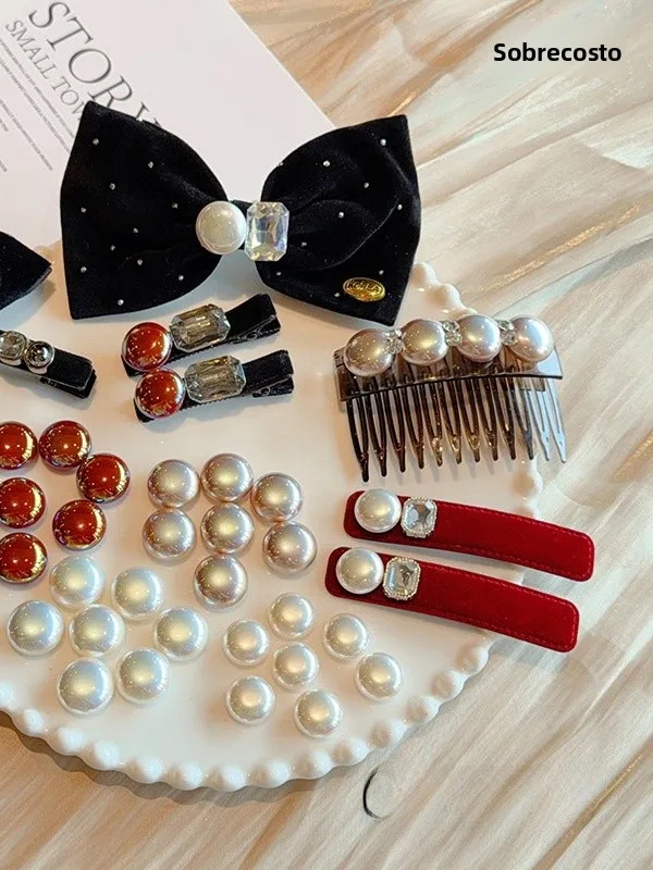 Nuevos accesorios para el cabello Mabe Fly Disc Chess Pieces Pearl, pinzas para el cabello hechas a mano, pinzas para el bord...