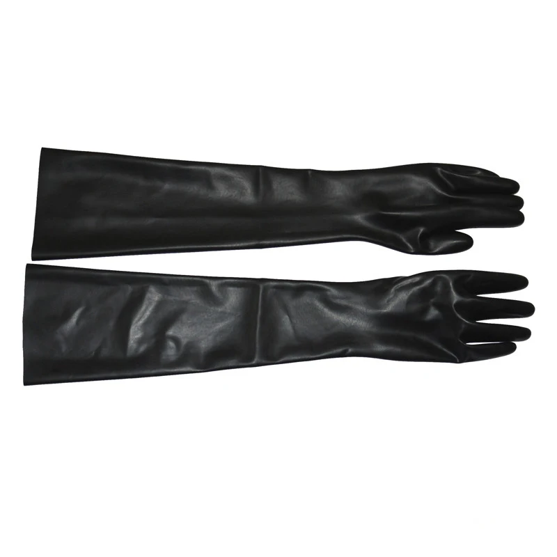 Unisex PVC Latex Rubber Gloves Wrist Seamless Moulded Shoulder Length Black And Red Long Sexy Fetish Gloves For Men Women