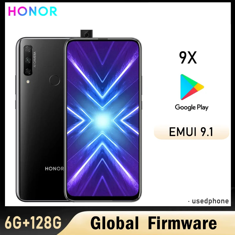 HONOR 9X Smartphone micrologiciel mondial batterie 6.59 pouces 4000 mAh CPU Haisi Qilin 710F EMUI 9.1 cam�ra 48 M t�l�phone utilis�