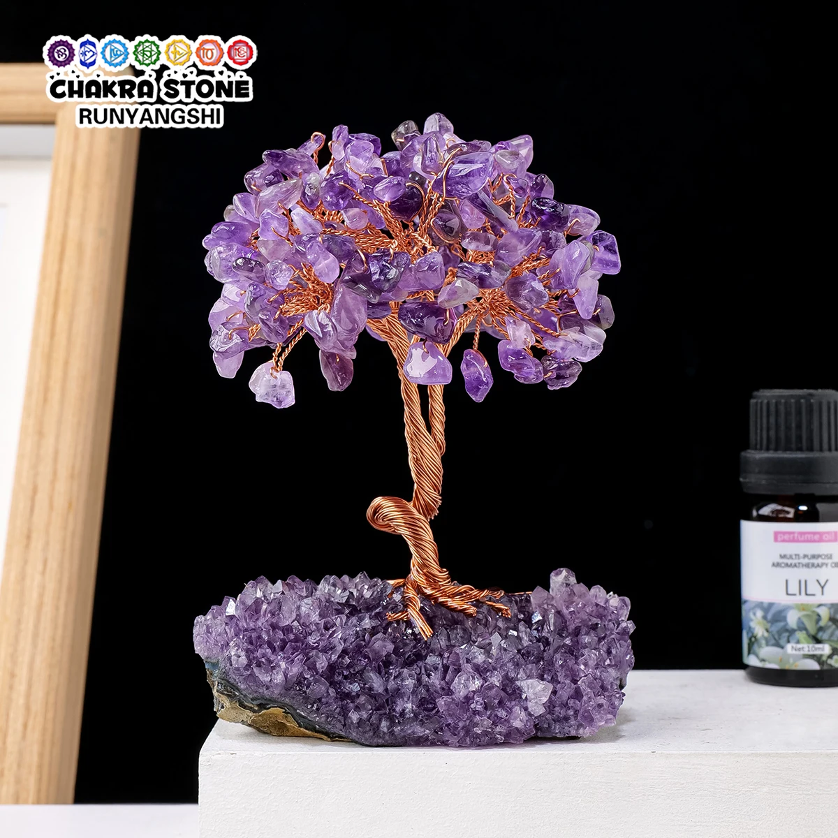 Natural Amethyst Cluster Crushed Stone Tree Crystal Gem Base Home Decoration Crafts Divination Energy Healing Meditation Gifts