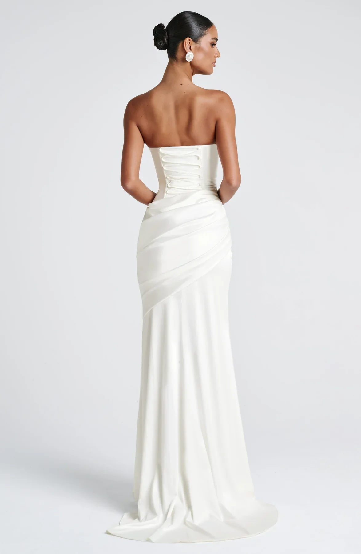 Customized Long Satin Evening Dresses Sleeveless Mermaid Pleated Watteau Train Party Dress for Women