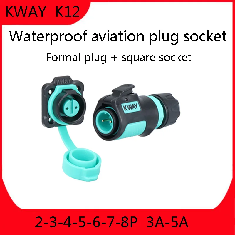 

K12 Formal Waterproof Aviation Plug Socket Square Round Seat Quick Joint Male Female Flame Retardant Anti-Corrosion KWAY