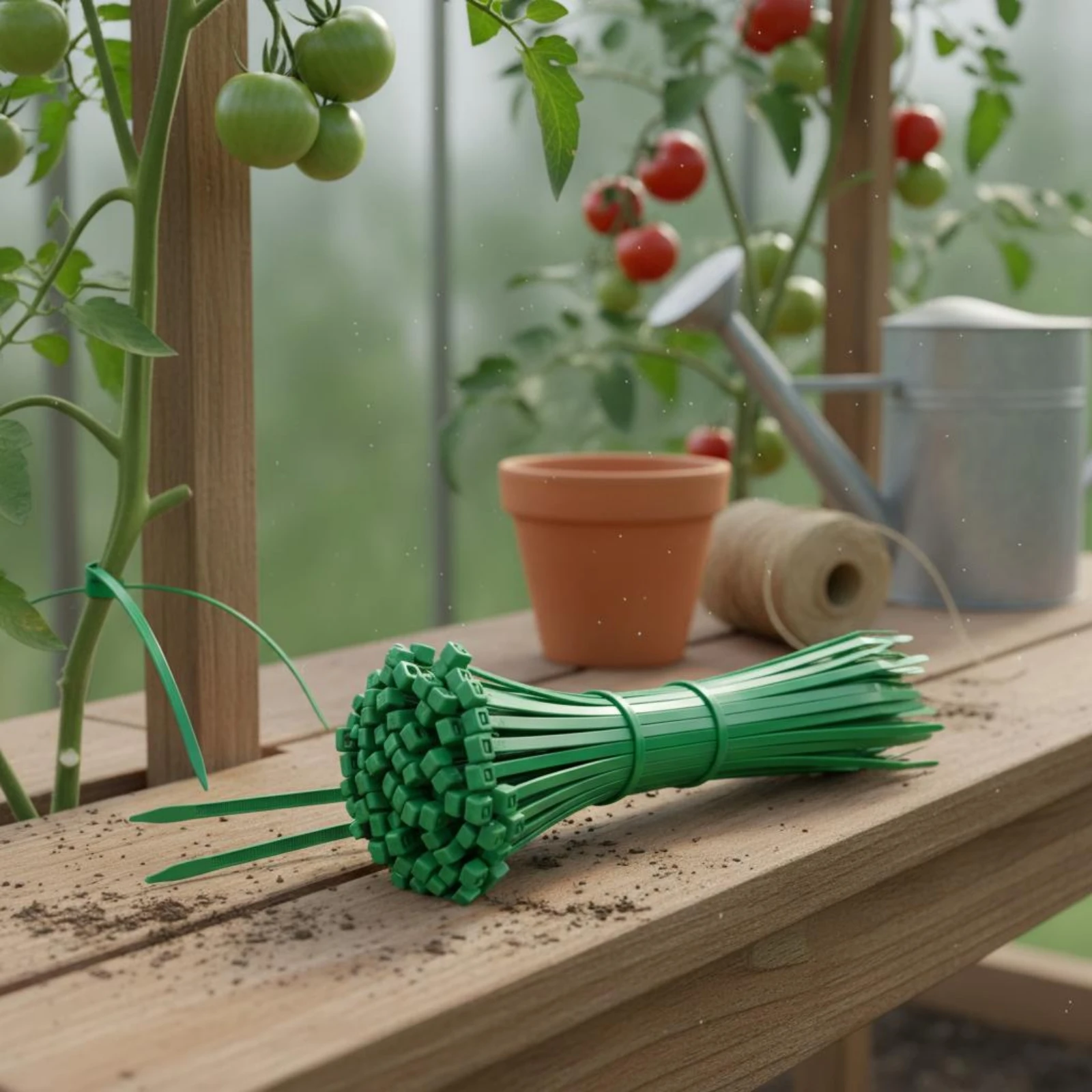 

100 Pieces Self-Locking Plant Tie Flexible Green Plant Zip Tie Hardware Slender