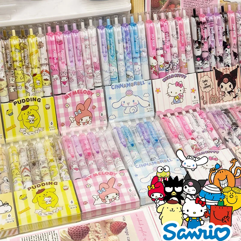 Pom Pom Purin Gel Pen Set Anime Figure Hellokittys Melodys Kuromis Pochaccos Cute Office Accessories Kawaii School Supplies