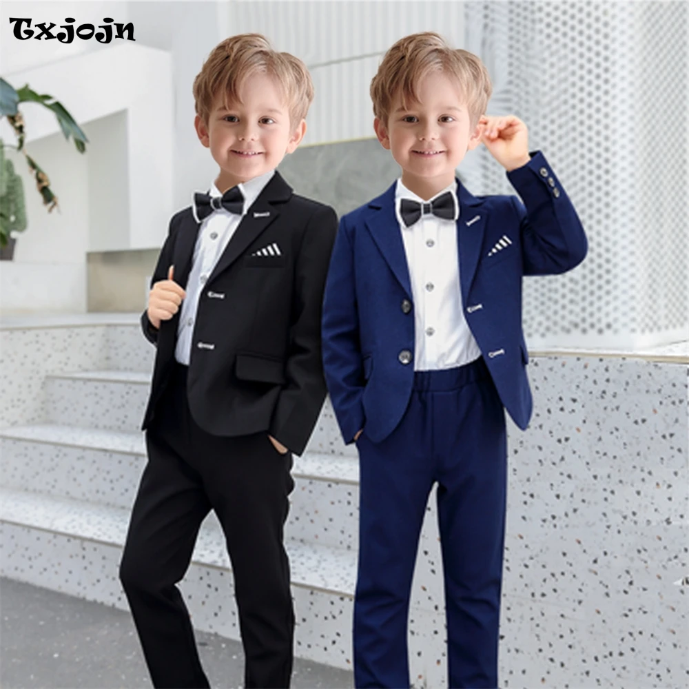 

Txjojn 2025 New Boys Slim Fit Suits 3 Pieces Jacket Pants Bow-tie For Formal Occasion Classic Popular Child School Uniform