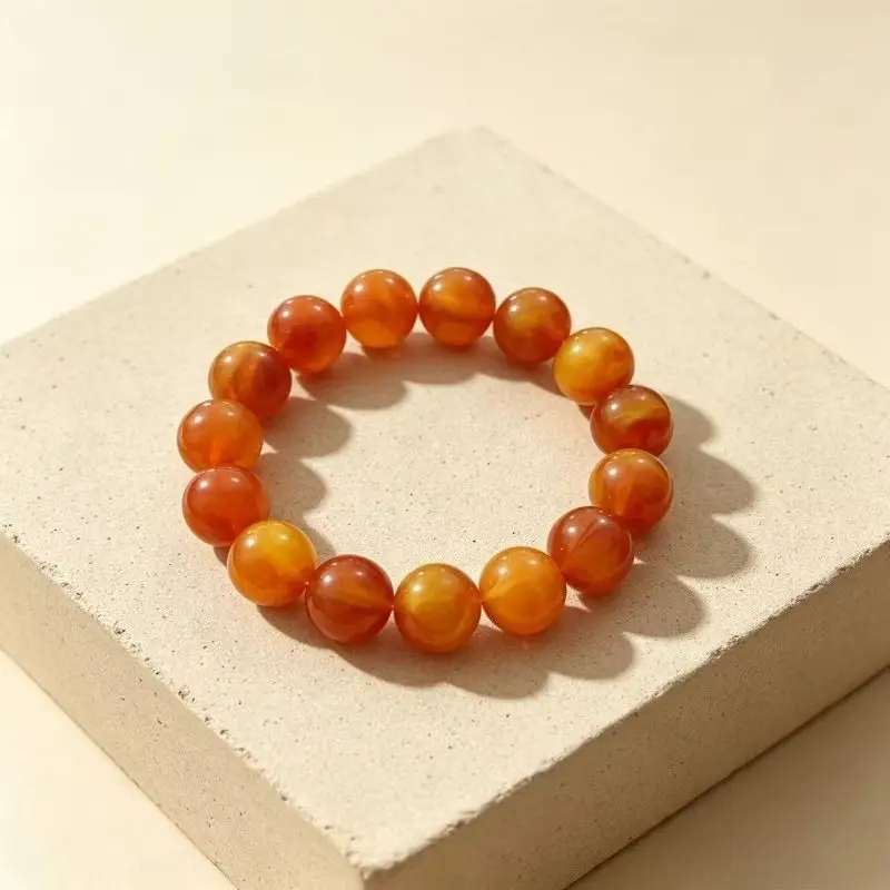 The Second-generation Beeswax Round Bead Single-circle Bracelet, Suitable for Both Men and Women, Ethnic
