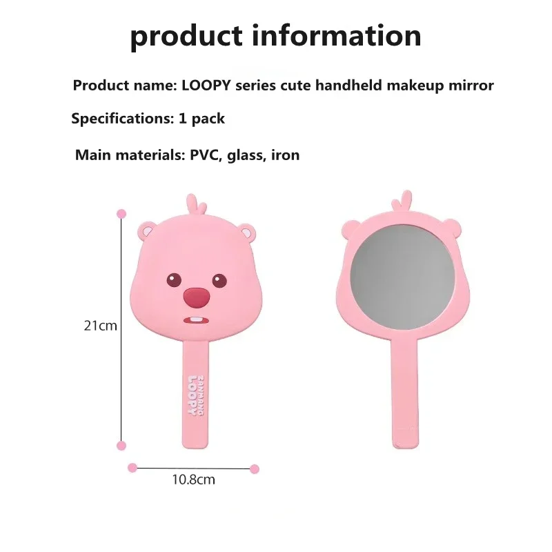 MINISO LOOPY Cute Handheld Makeup Mirror, Easy To Carry, Kawaii Capybara Style Anime Peripheral Gift, A Must-have Gift for Girls