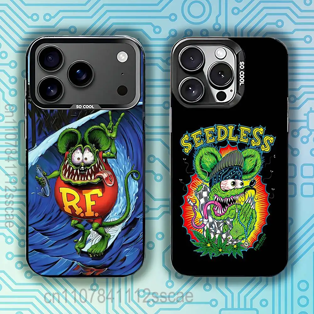 

Surf Cool Rat F-Fink Phone Case For iPhone 17,16,15,14,13,12,11,Pro,Max,Plus,E,Air,Mini Black IMD Cover