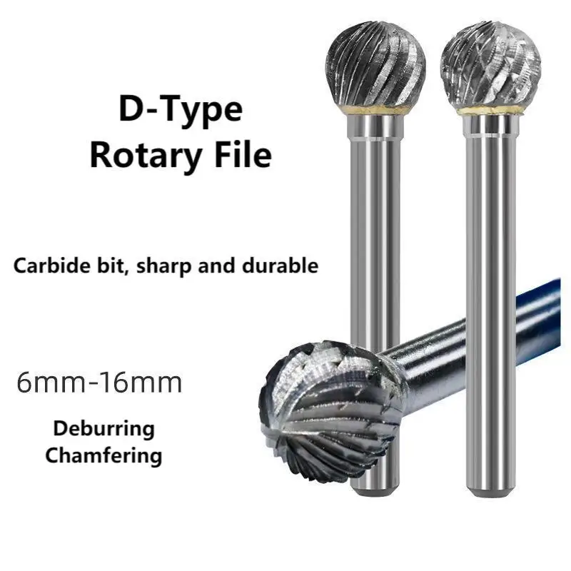 

D Type Head Tungsten Carbide Alloy Rotary File Tool Point Burr Die Grinder Abrasive Tools Drill Milling Carving Bit Metal Wood