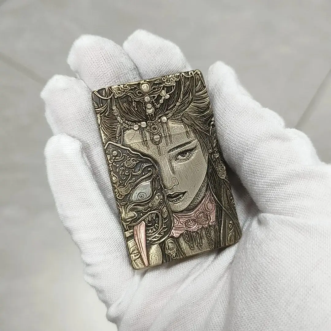 Brass Zhaqilamu Lighter, Double-sided Relief CNC Craft, Jack Hammer Flame Wheel, Fortune Goddess Theme, Collectible Oil Lighter