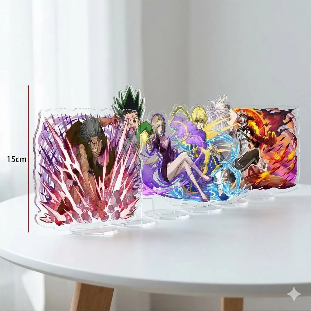 Anime Hunter X Hunter Keychain Acrylic Stand 15cm Gon Freecss Killua Zoldyck Kurapika Leorio Hisoka Figure Desktop Model Toy