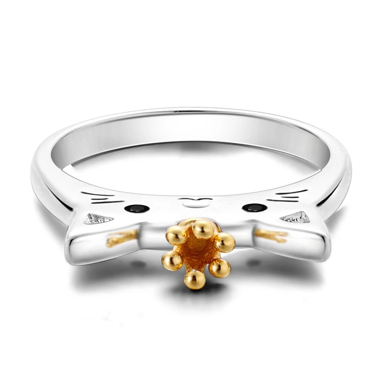 Original 925 Sterling Silver Sparkling Cat Ring For Women Girls Jewelry Birthday Anniversary Gifts view 2