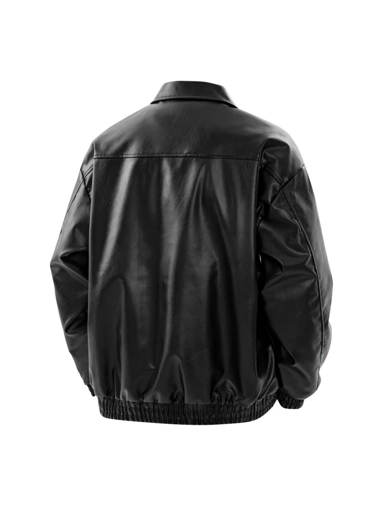 صحيح نسج الأمريكية الرجعية طوق Thiened Fce الرجال Jaet الخريف الشتاء بولي معطف معطف جلد الدفء ارتداء اليومي العادي Sve