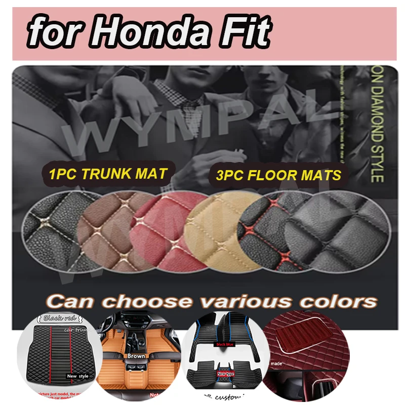 

LUXURY Carpets Car Floor Mats For Honda Fit Jazz 2007 2006 2005 2004 Auto Interior Styling Protect