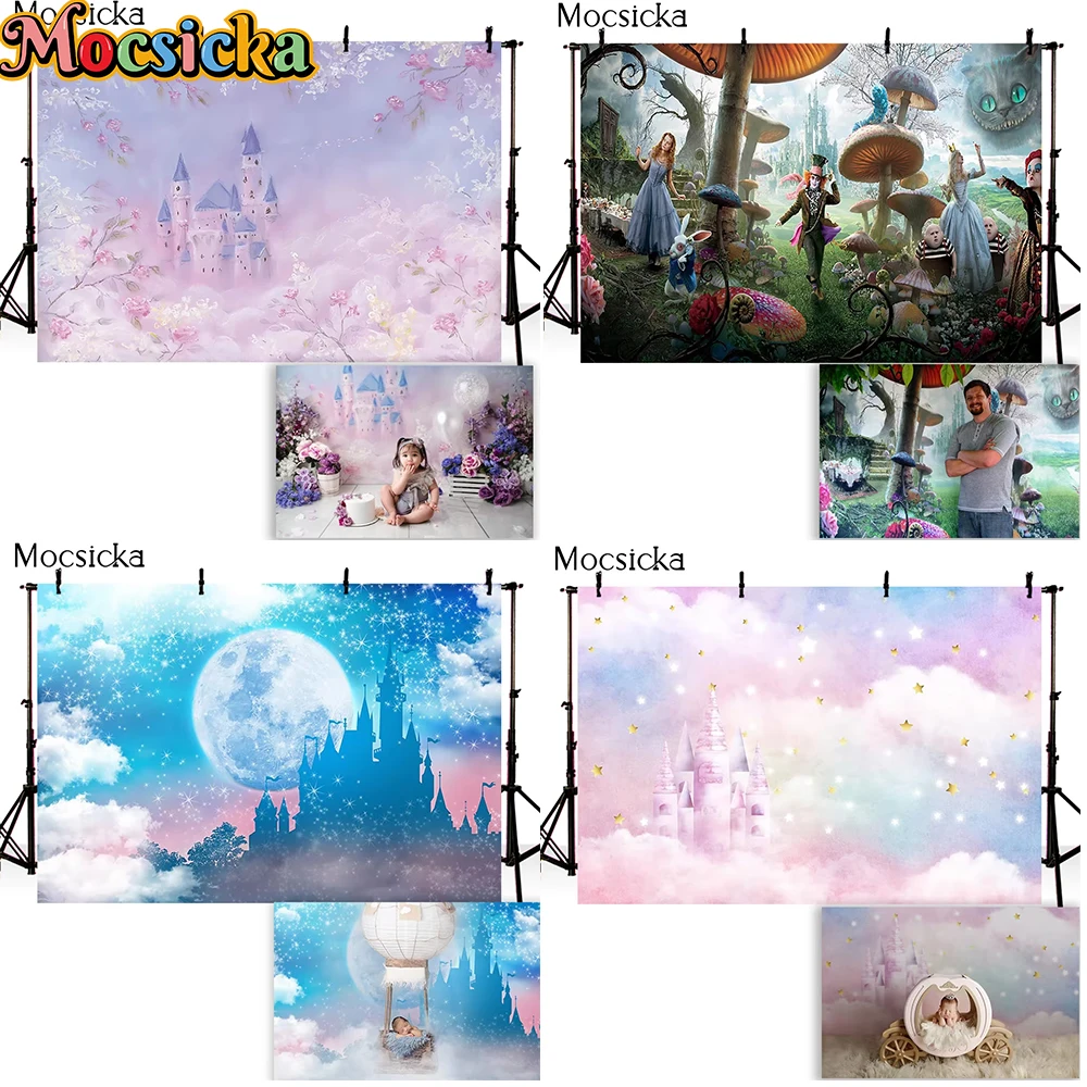 Lâu Đài Hồng Trẻ Em Phông Nền Chụp Ảnh Phòng Thu Công Chúa Sinh Nhật Nghệ Thuật Phông Nền Chụp Ảnh Cô Gái 1st Bánh Sinh Nhật Đập Tan Đạo Cụ