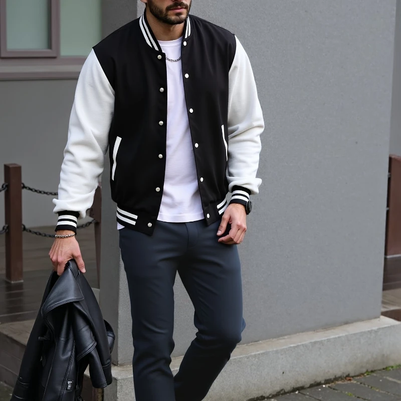 

Американская винтажная мужская бейсбольная куртка для колледжа, теплая уличная кожаная куртка, мужская повседневная спортивная куртка