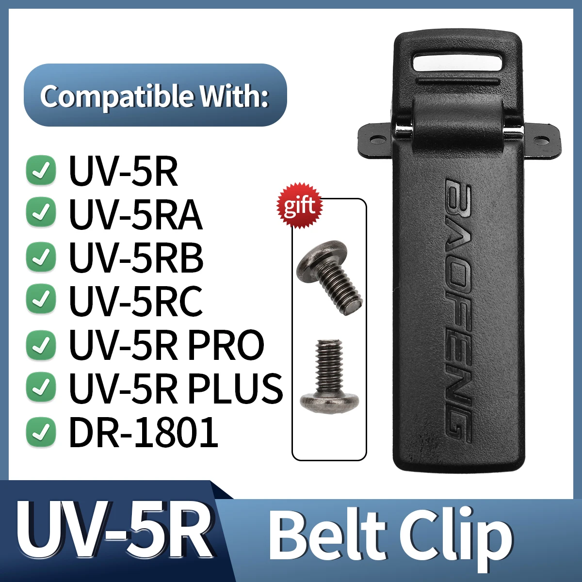 1/2 pcs Original Baofeng UV-5R Belt Clip with Screrws for Baofeng UV5R UV-5RA UV-5RE DM-5R Plus Walkie Talkie two way radio