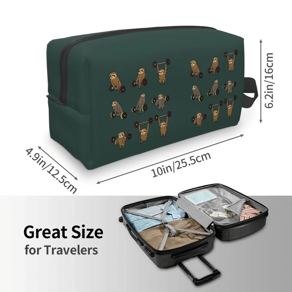 Funny Sloth Weightlifting Makeup Bag Cosmetic Organizer Storage Dopp Kit Toiletry Cosmetic Bag Women Beauty Travel Pencil Case