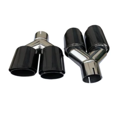 1 PC. Automobile Universal Carbon Fib Tail Throat Stainless Steel Silencer Y-shape Double-Outlet Exhaust Nozzle Tip