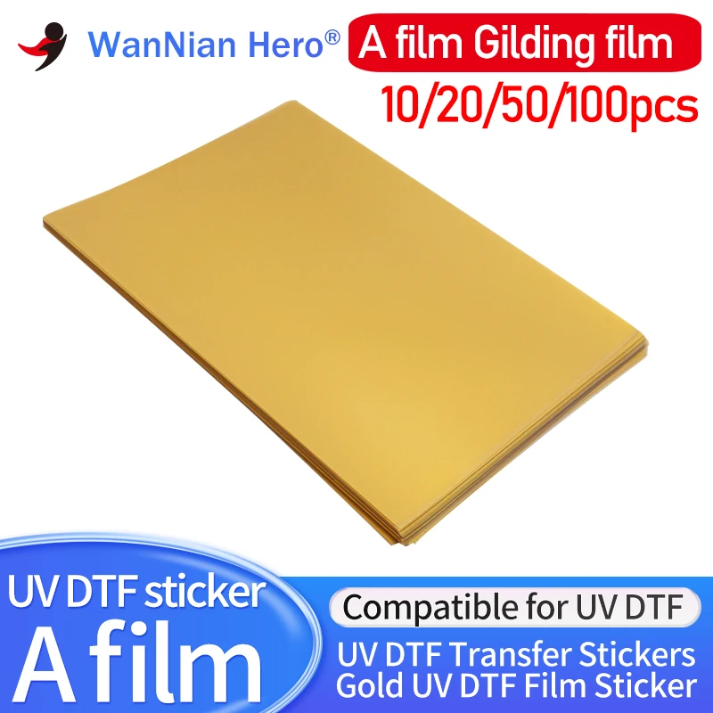 10/20/50/100pcs A4 UV DTF A Film UV DTF Transfer Stickers Gold Film Sticker for  Flatbed Printer UV Stickers A4  Film Sheets