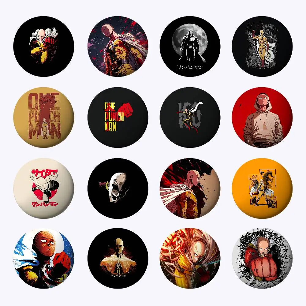 One P-Punch-ManS Abzeichen Abzeichen Cartoon Runde Broschen auf Rucksack Jacke Acryl Knopf Pins Sammlung Geschenke
