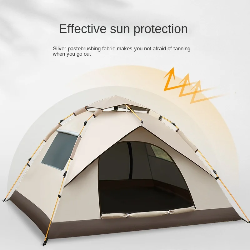 Tienda de campaña impermeable y con protección solar, completamente automática, de apertura rápida, 3 a 4 personas, conveniente para acampar al aire