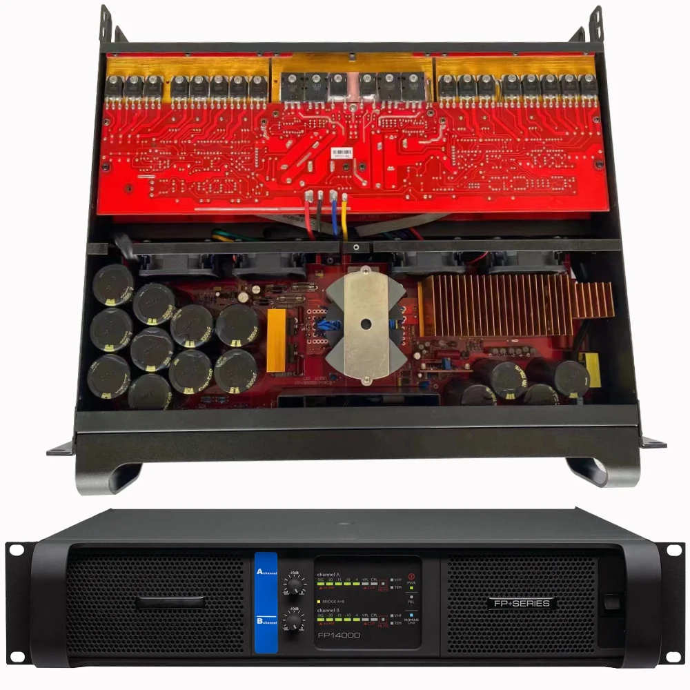 Oryginalna marka LOGO FP10000Q/FP14000Q Profesjonalny cyfrowy wzmacniacz mocy 4x1350W 8OHM wzmacniacz subwoofera o dużej mocy wzmacniacz głośników liniowych 4x2100W wzmacniacz 4OHM