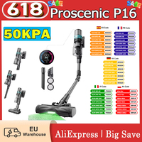 Proscenic P16 50Kpa Suction Cordless Stick Vacuum Cleaner 55 Mins Run Time 180 °   Bendable Wand Anti-Tangle Floor Brush Blue
