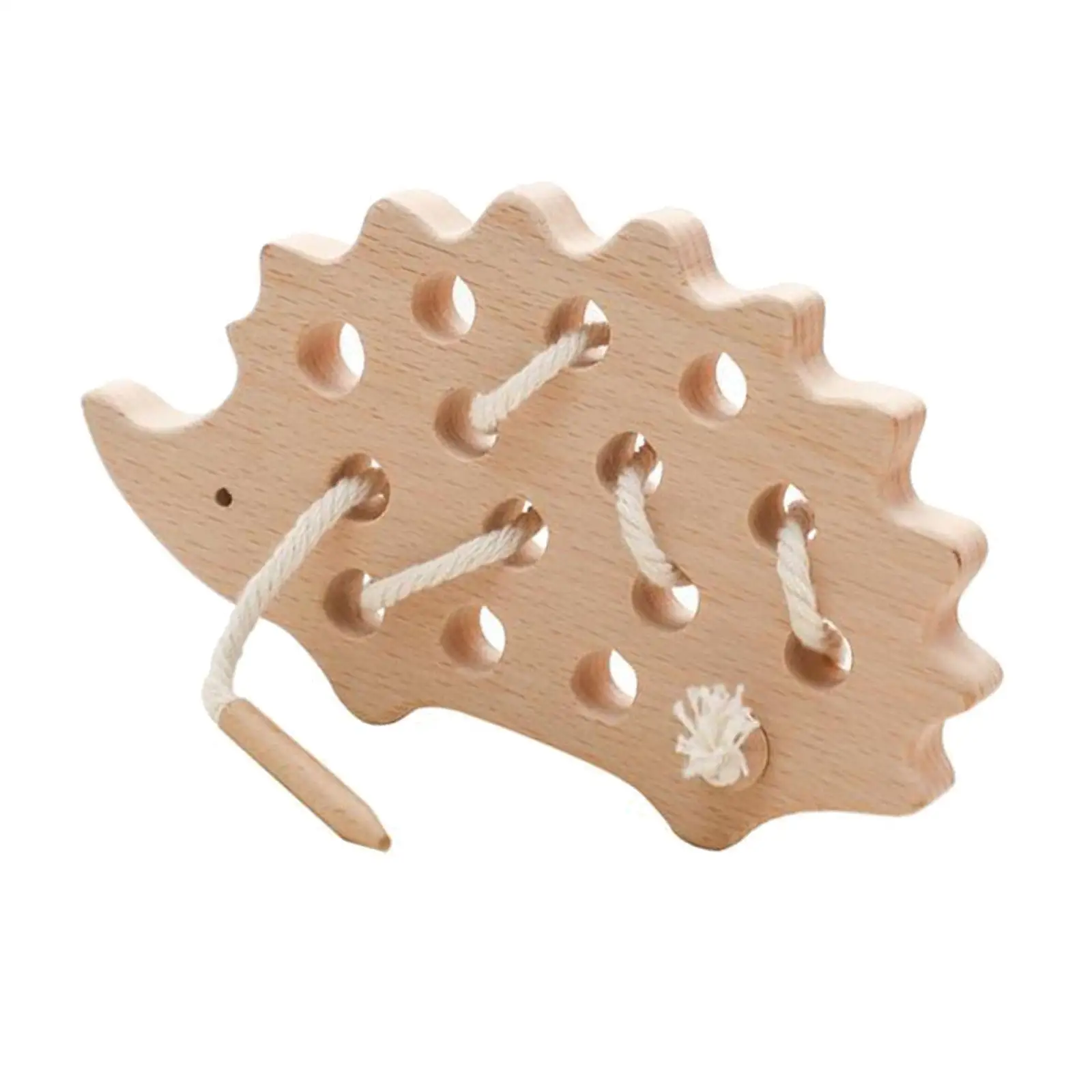 Wooden Lacing Threading Board Educational and Learning Hedgehog Wood Threading Toys Montessori Activity Toy for 3 4 5 Years Old