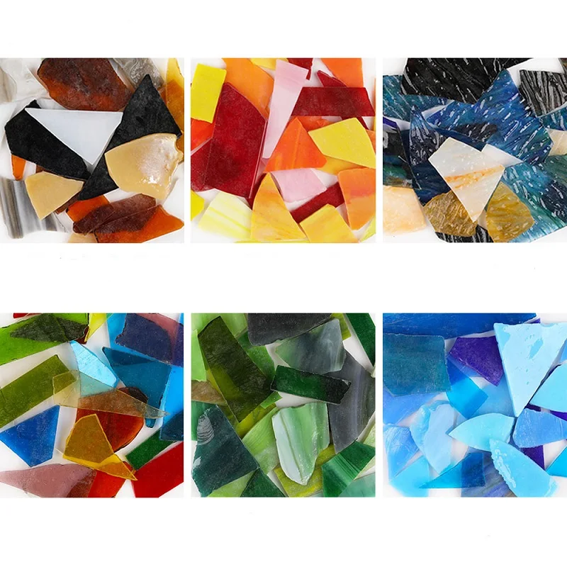 100g Transparent Glass Mosaic Tiles Multi Color Mosaic Piece DIY Mosaic Making Stones for Craft Hobby Arts Home Wall Decoration