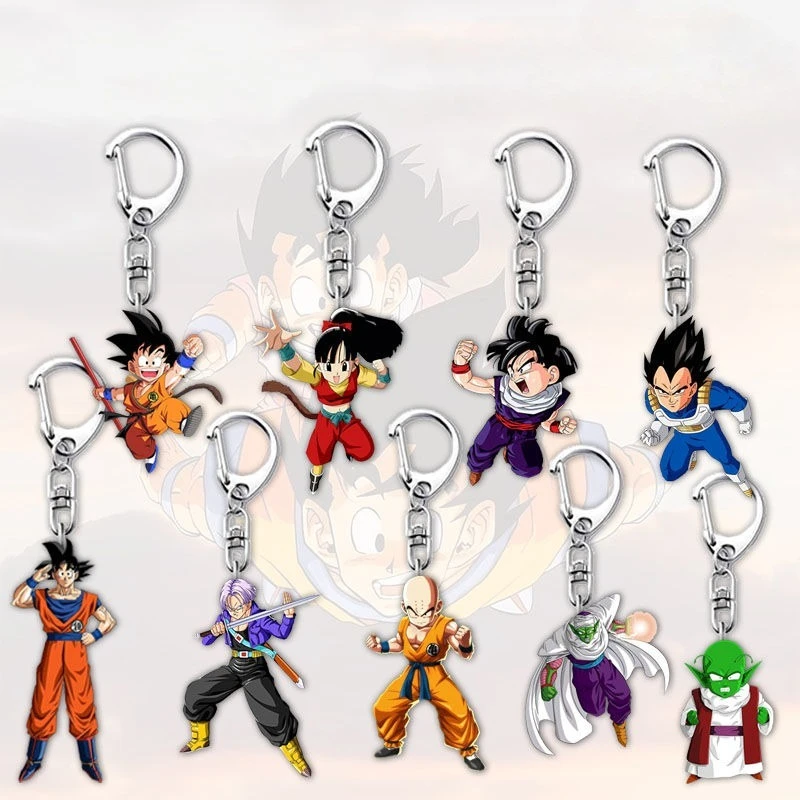 

Dragon Ball Cartoon Anime Acrylic Keychain Wukong Piccolo Son Gōhan Vegeta Boy Backpack Pendant Keychain Accessory Children Gift