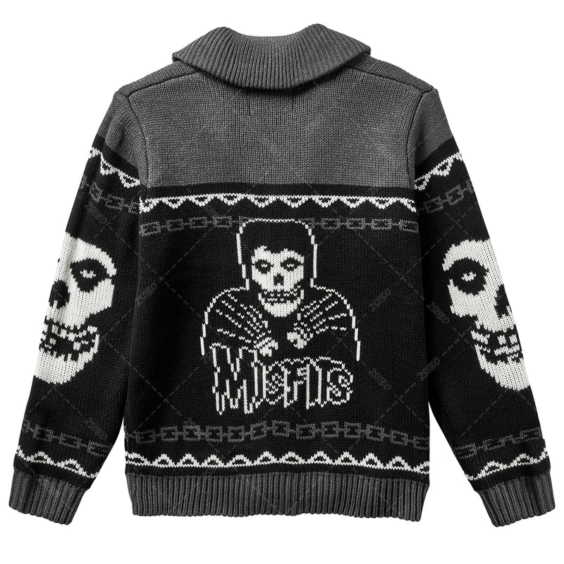 Fall/Winter y2k Portrait Printed Harajuku Sweater Fashion Men and Women Long Sleeves Coat Warm Gothic Ghost Pattern Sweaters