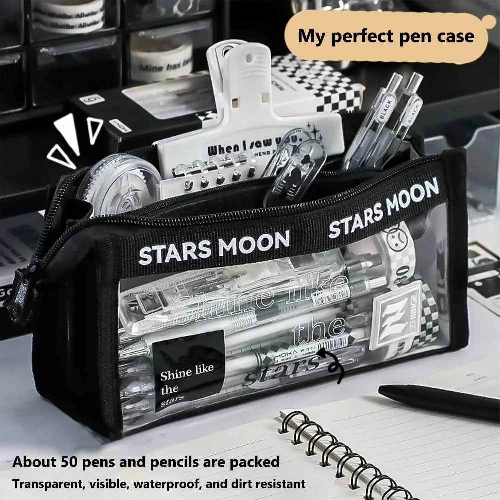 

New Triangular Transparent Pencil Case Large Capacity Student Stationery Pencil Bag Multi-layer Partition Pen Cases