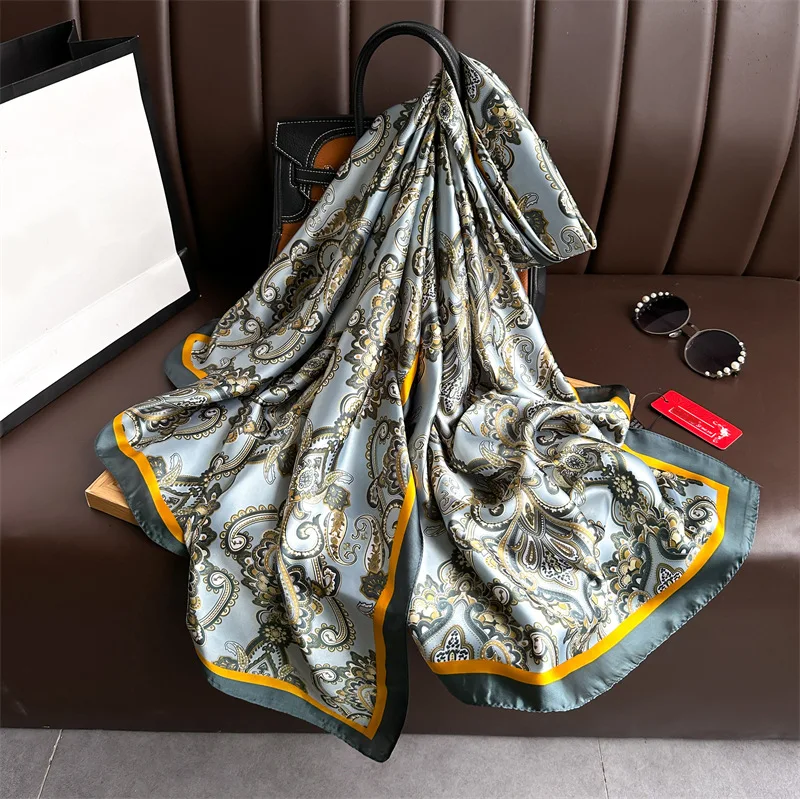 2024 New Spring Autumn Paisley Scarves Warm Wrap Bandanna Foulard Muffler Women Luxury Women Silk Scarf Female Sunscreen Shawl