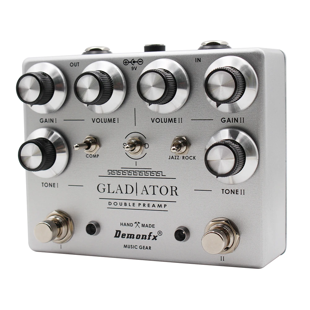 Demonfx GLAdiator Double Preamp Overdrive PEDAL, alta qualidade, novo