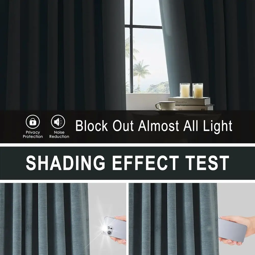 Tende oscuranti pieghettate con pizzico in velluto blu 95% tende oscuranti per finestre 95 pollici per soggiorno camera da letto isolamento termico