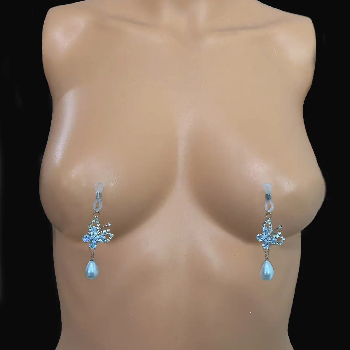 2 pieces/Sexy Butterfly Pendant Breast Ring Female Pleasure Body Chain Fashion Charm Zircon Breast Chain